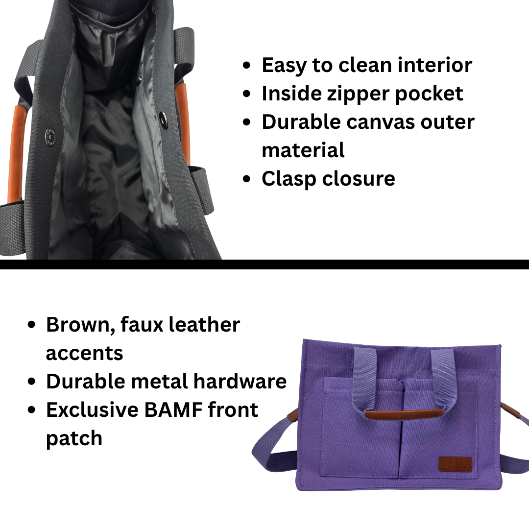 BAMF Canvas Tote Bag with Detachable Shoulder Strap
