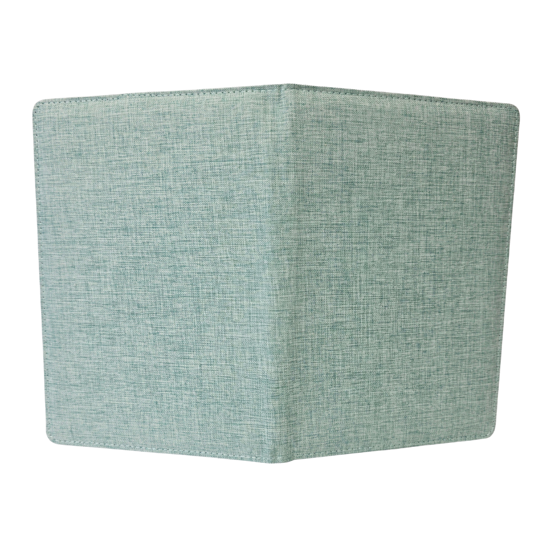 Gray fabric notebook on a white background