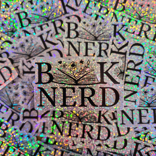 Book Nerd Sparkle Holo Sticker