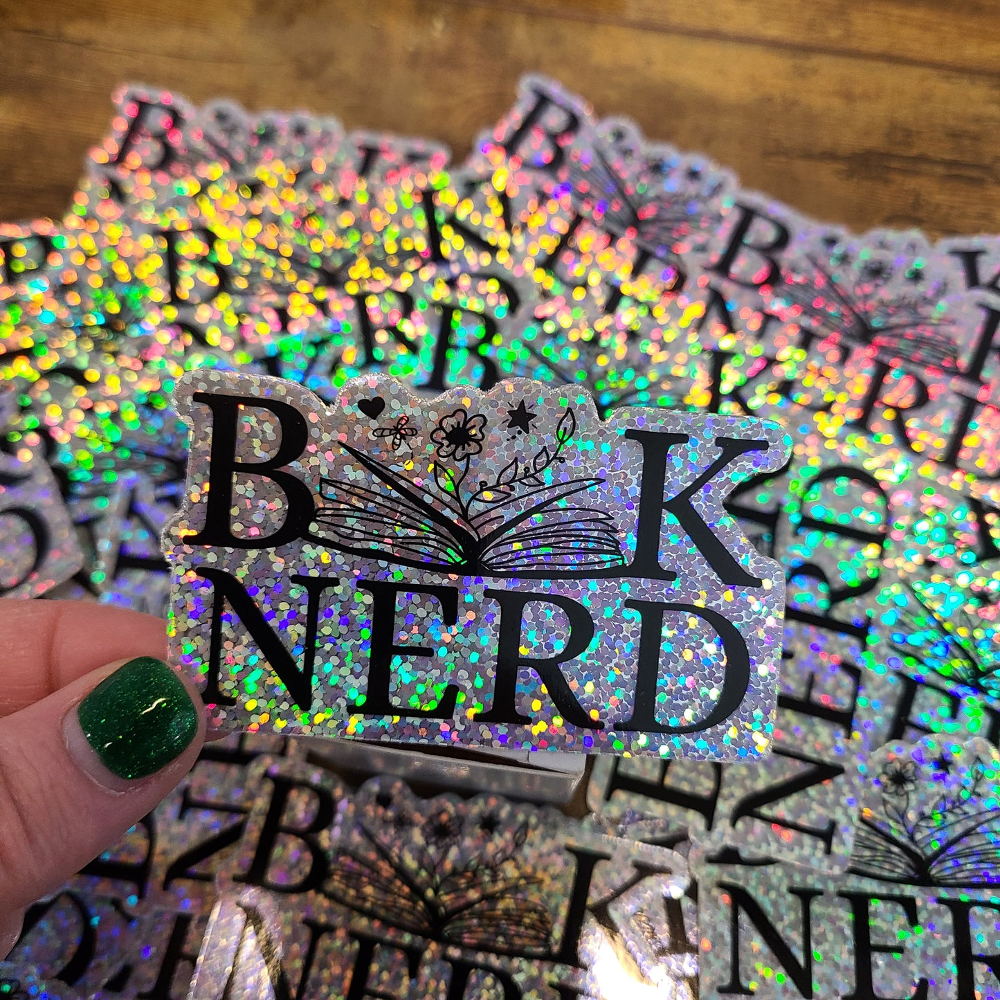 Book Nerd Sparkle Holo Sticker