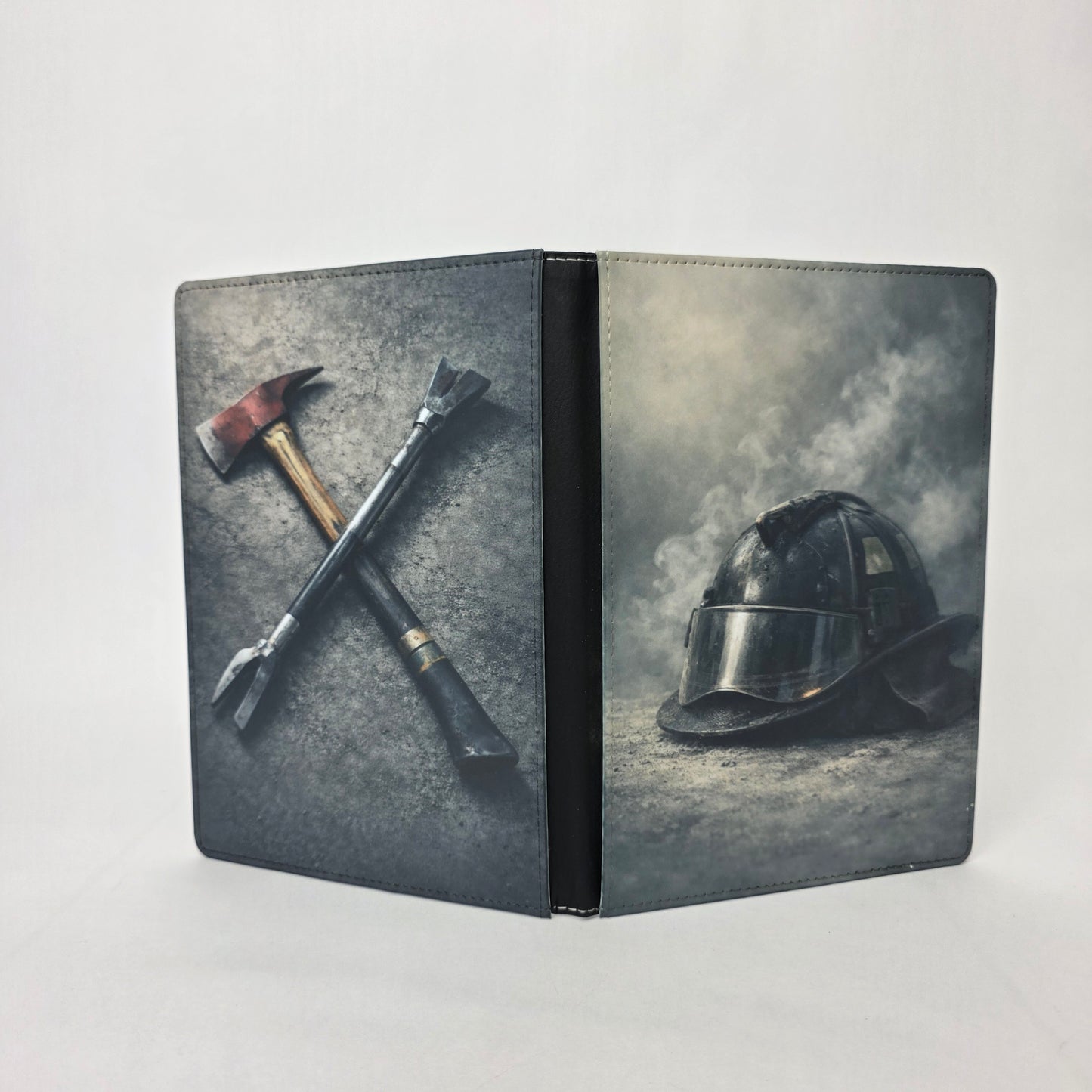 Firefighter Helmet and Halligan Journal