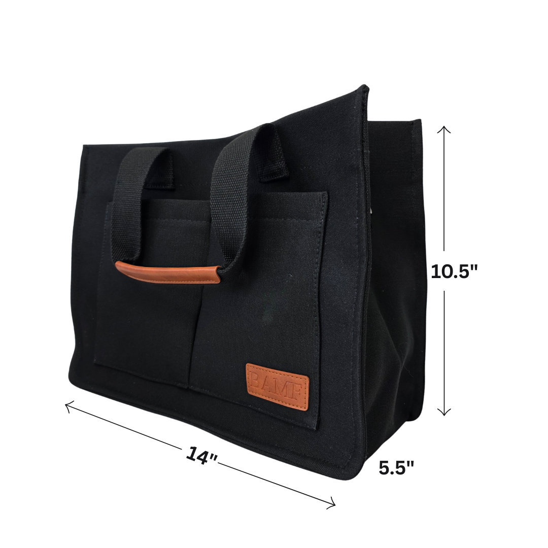 BAMF Canvas Tote Bag with Detachable Shoulder Strap