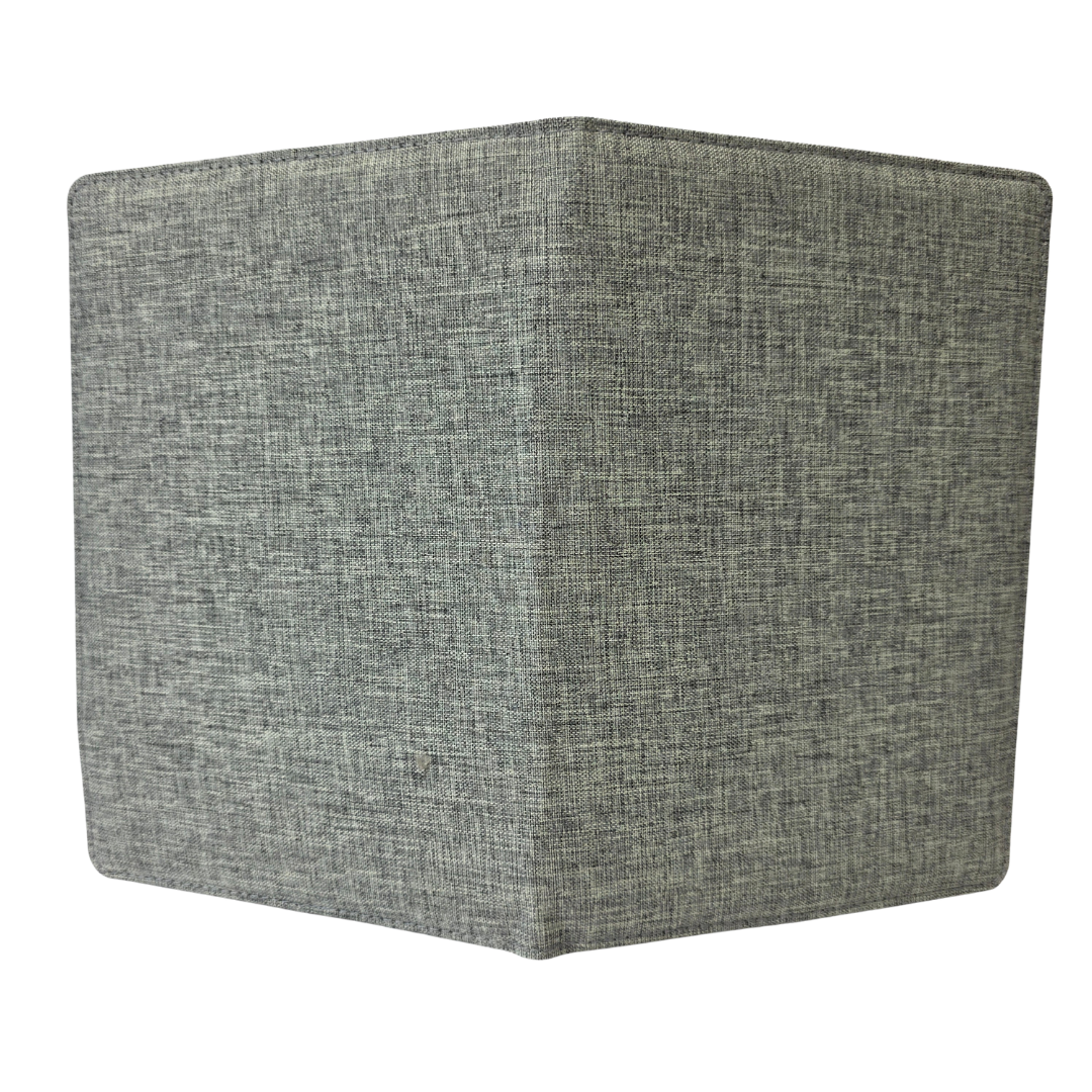 Gray fabric notebook on a white background
