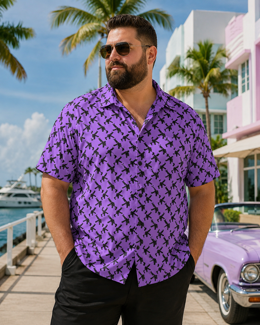 MP5 Purple Rain | Hawaiian Button Down | Pew Pew Collection