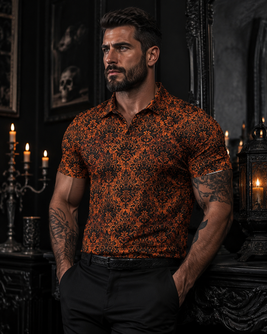 Ember Damask | FlexFit Polo | Gothic Damask Collection