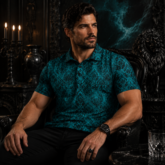 Abyss Damask | FlexFit Polo | Gothic Damask Collection