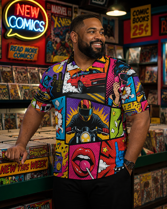 Action Panels | FlexFit Polo | Comic Collection