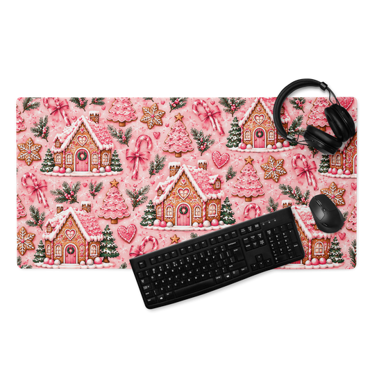 Pink Gingerbread Houses | DeskScape Workstation Mat