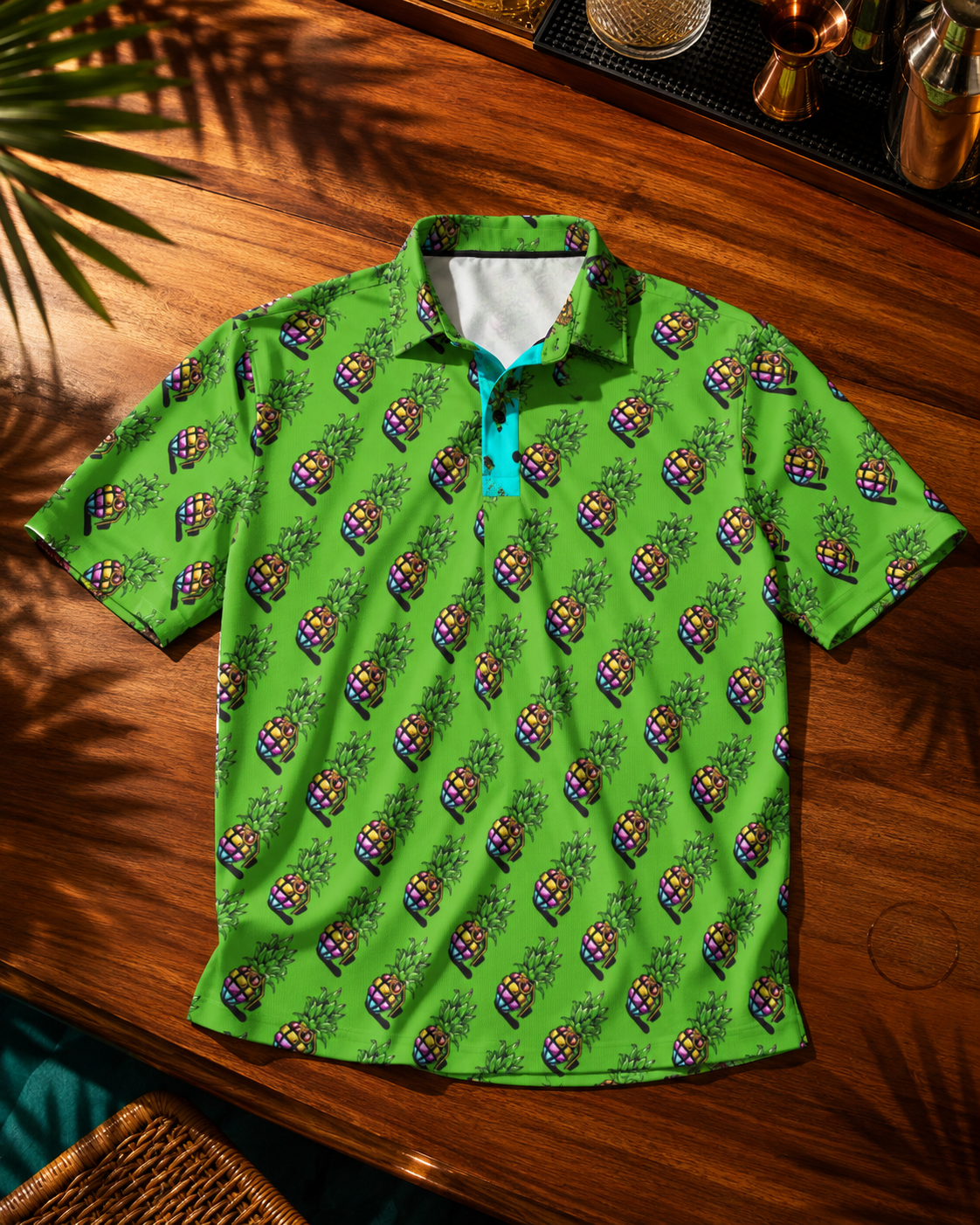 Green Pineapple Grenade | FlexFit Polo | Pineapple Grenade Collection