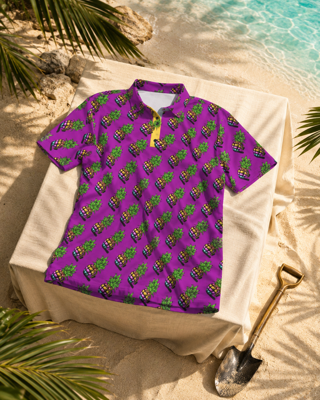 Purple Pineapple Grenade | FlexFit Polo | Pineapple Grenade Collection