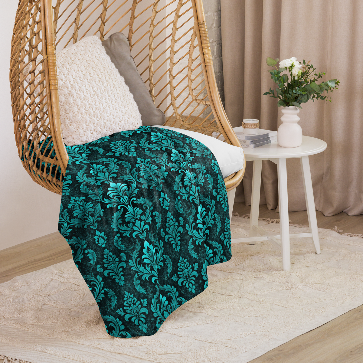 Abyss Damask | Sherpa Blanket | Damask Collection