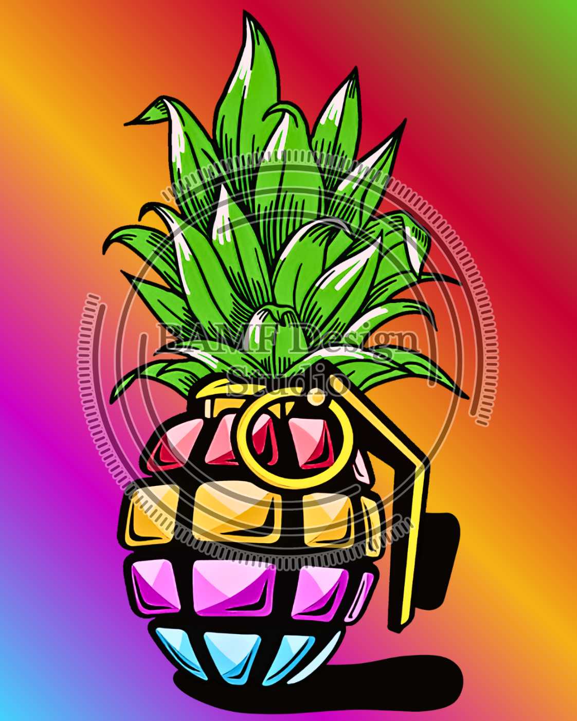 Blue Pineapple Grenade | Hawaiian Button Down | Pineapple Grenade Collection