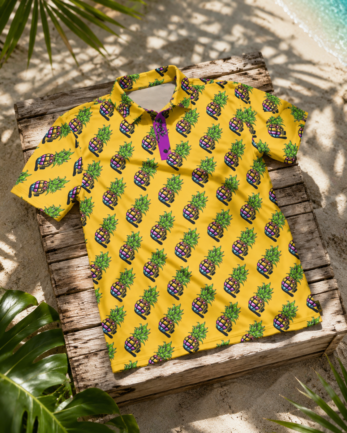 Yella Pineapple Grenade | FlexFit Polo | Pineapple Grenade Collection