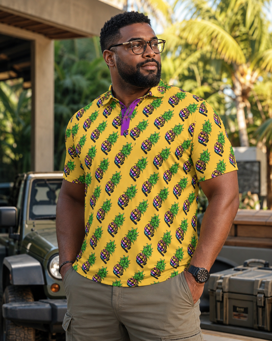 Yella Pineapple Grenade | FlexFit Polo | Pineapple Grenade Collection
