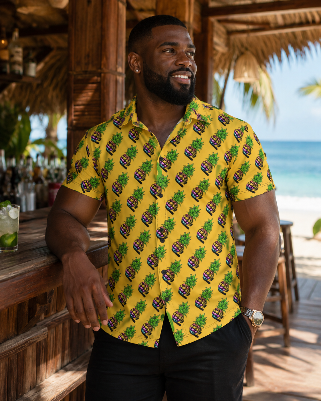 Yella Pineapple Grenade | Hawaiian Button Down | Pineapple Grenade Collection