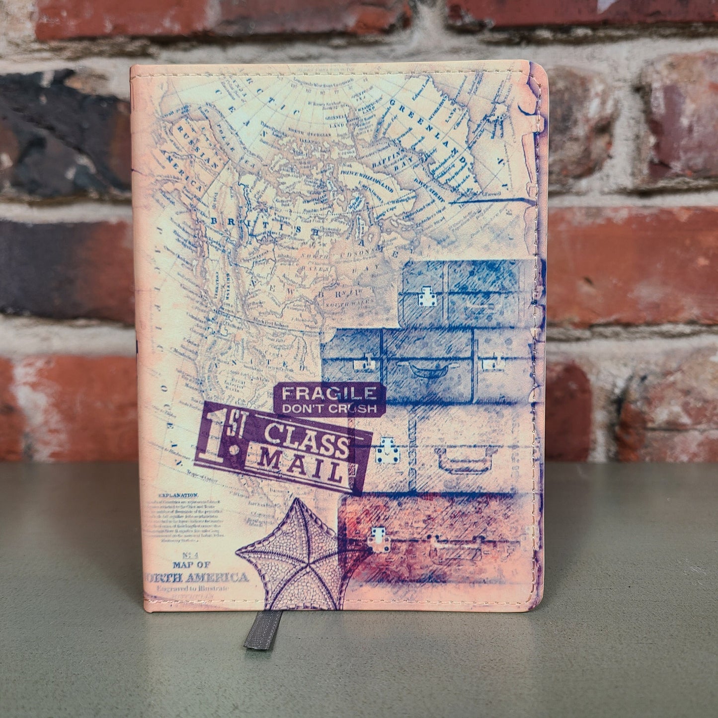Vintage Map and Suitcase Journal