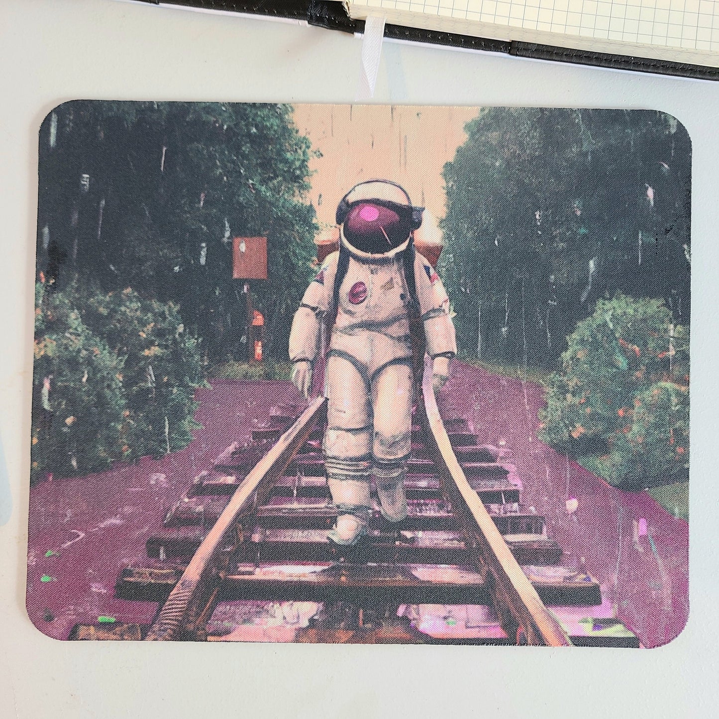 Purple Astronaut Railroad Mousepad