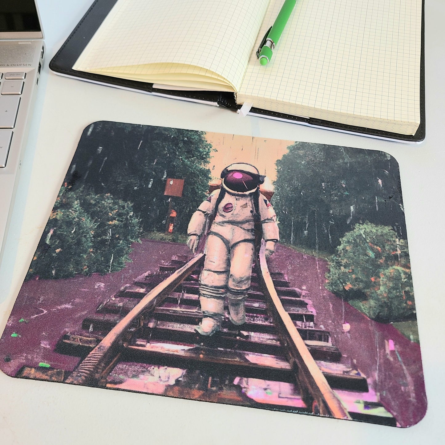 Purple Astronaut Railroad Mousepad